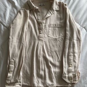 Madewell White and Red Button Down Shirt